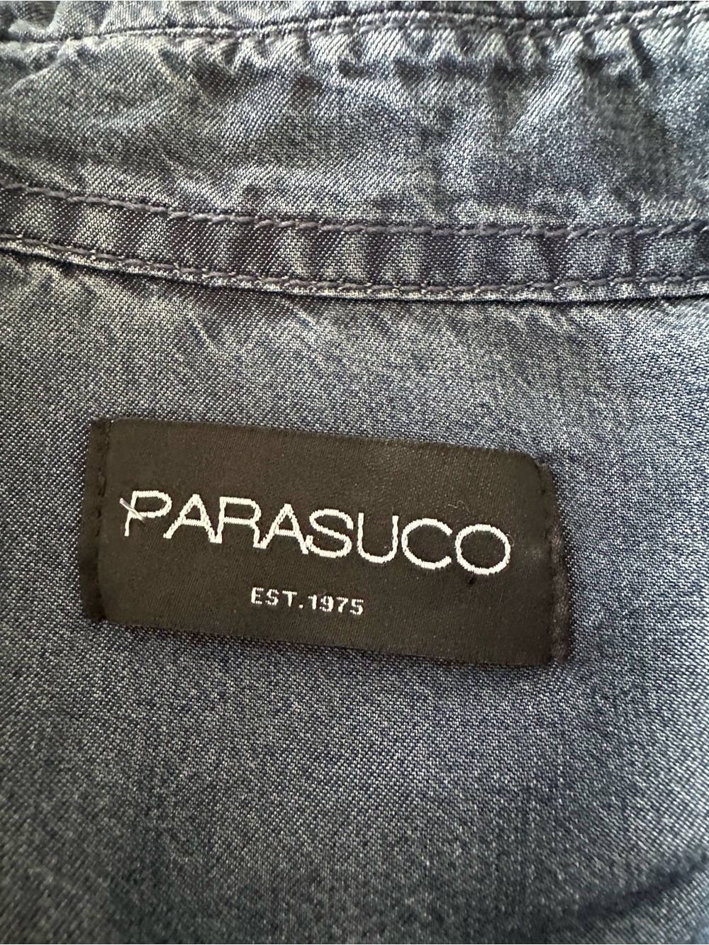 Parasuco Denim Shirt Dress XL Blue Button Front Costal Western Chic Tunic Dress - Picture 8 of 12